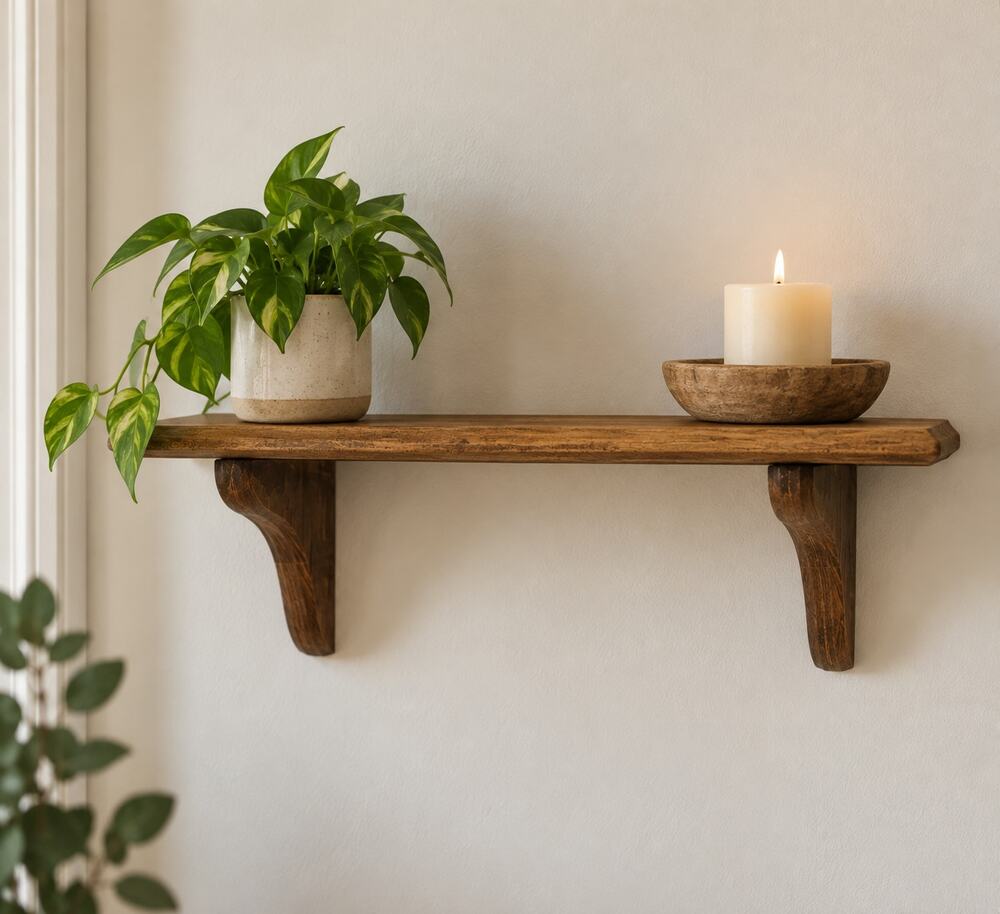 Rustic Wood Wall Shelf 18 Inch Farmhouse Country Display Knick Knack Decor